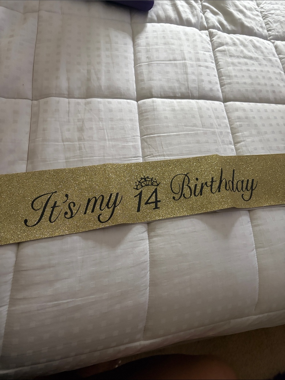 Gold Glitter "It's my 14 Birthday" Sash